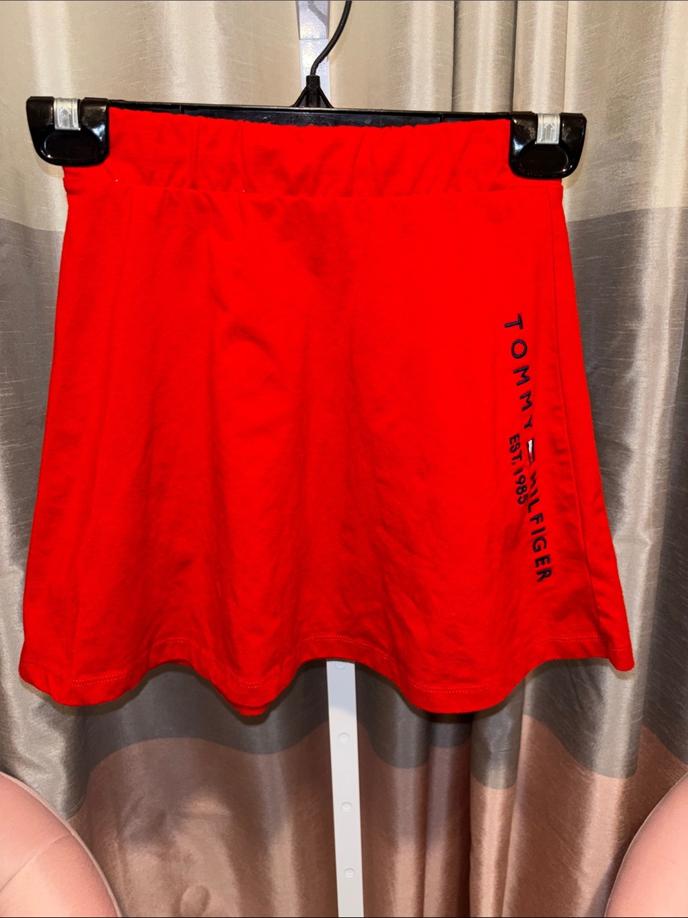 Tommy Hilfiger Red Circle Skater Skirt with Side Logo